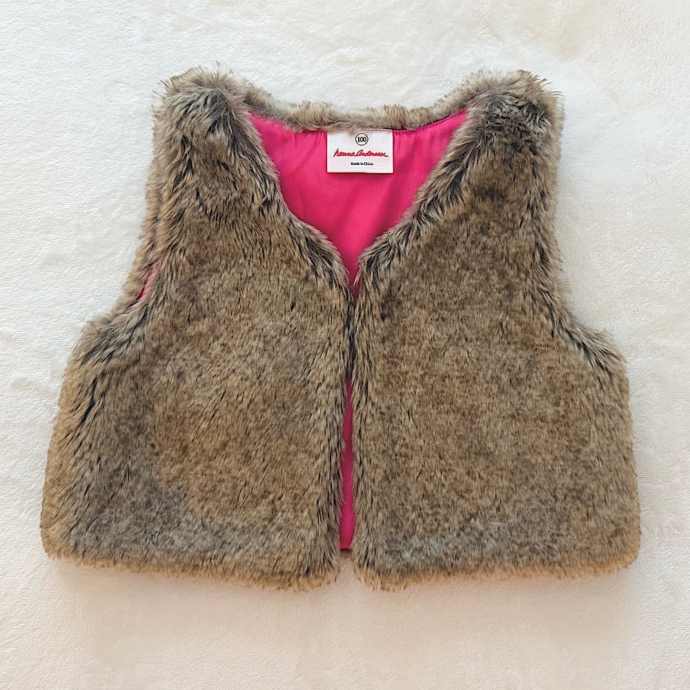 Hanna Andersson Faux Fur Satin Lined Vest - Toddler Girl 4 - size 100